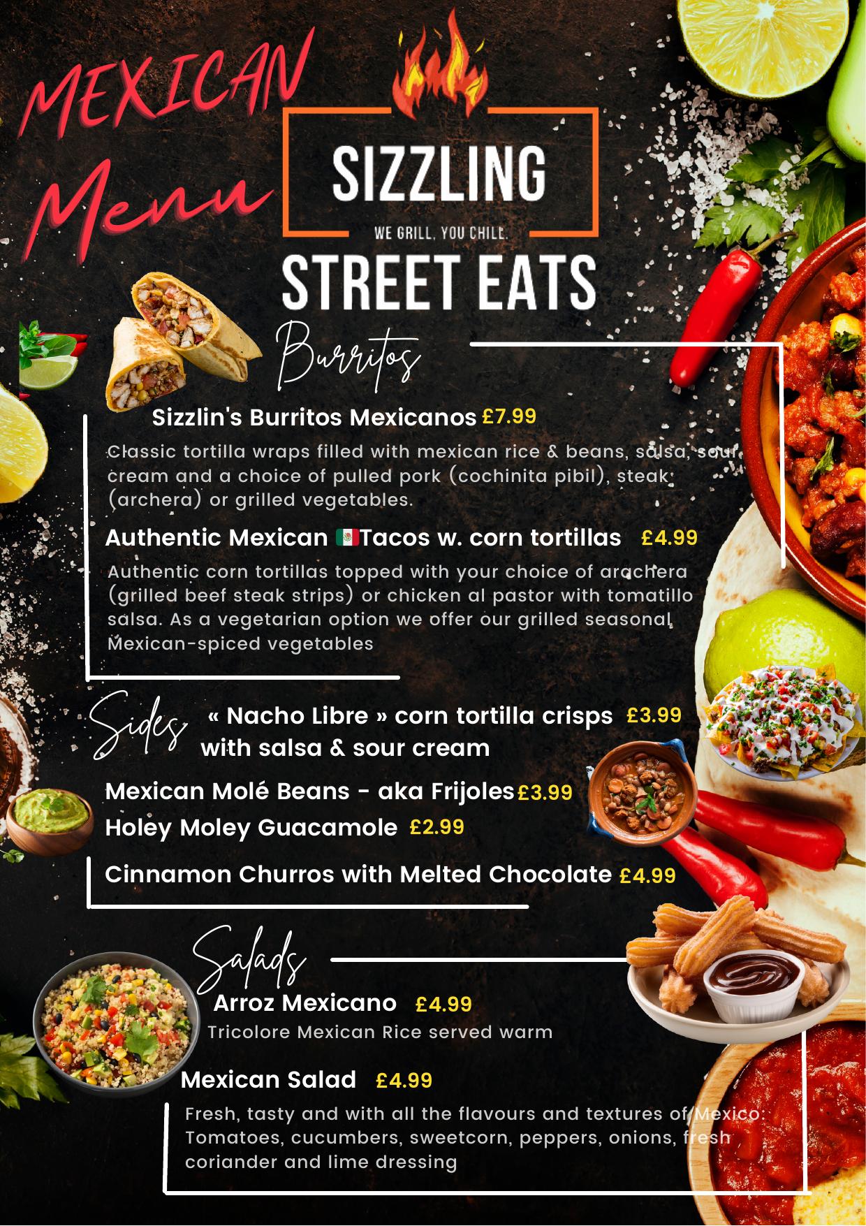 Sizzlin' Street Eats menu page 3