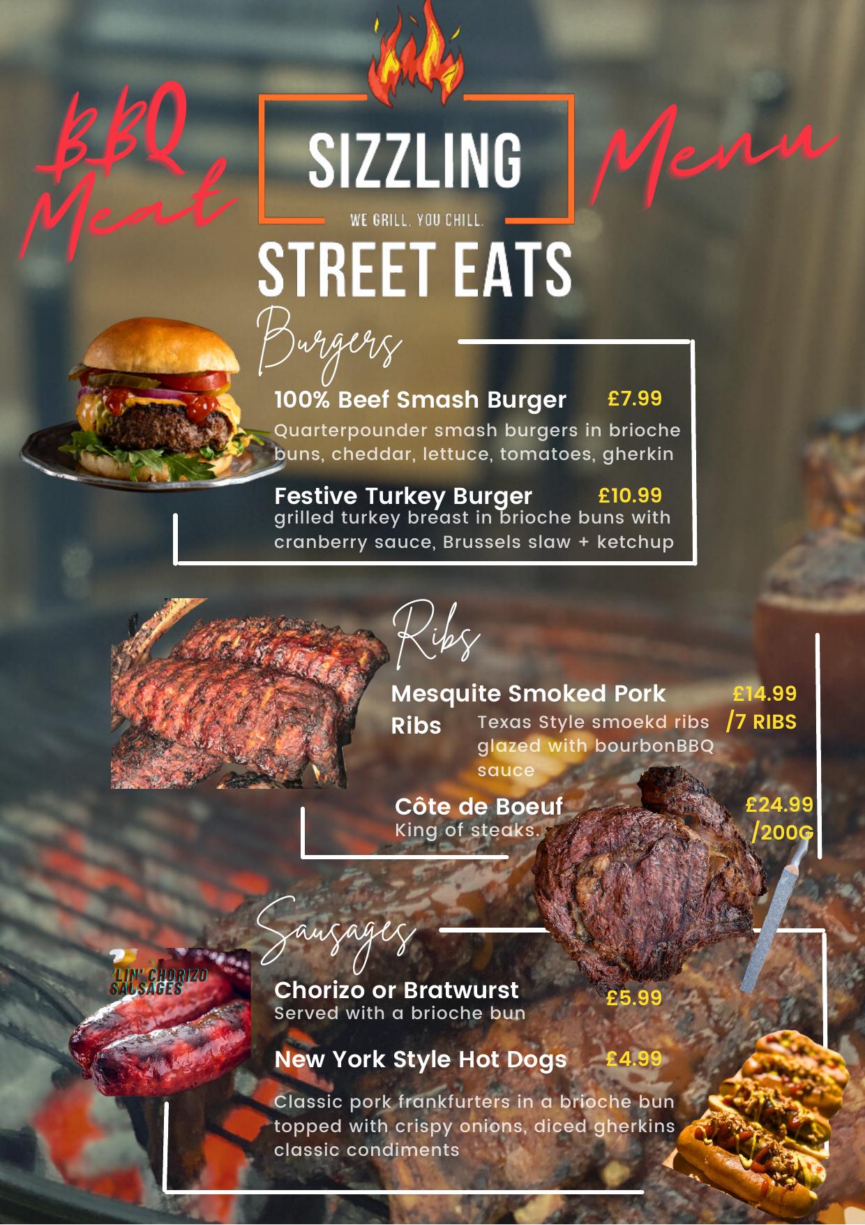 Sizzlin' Street Eats menu page 1