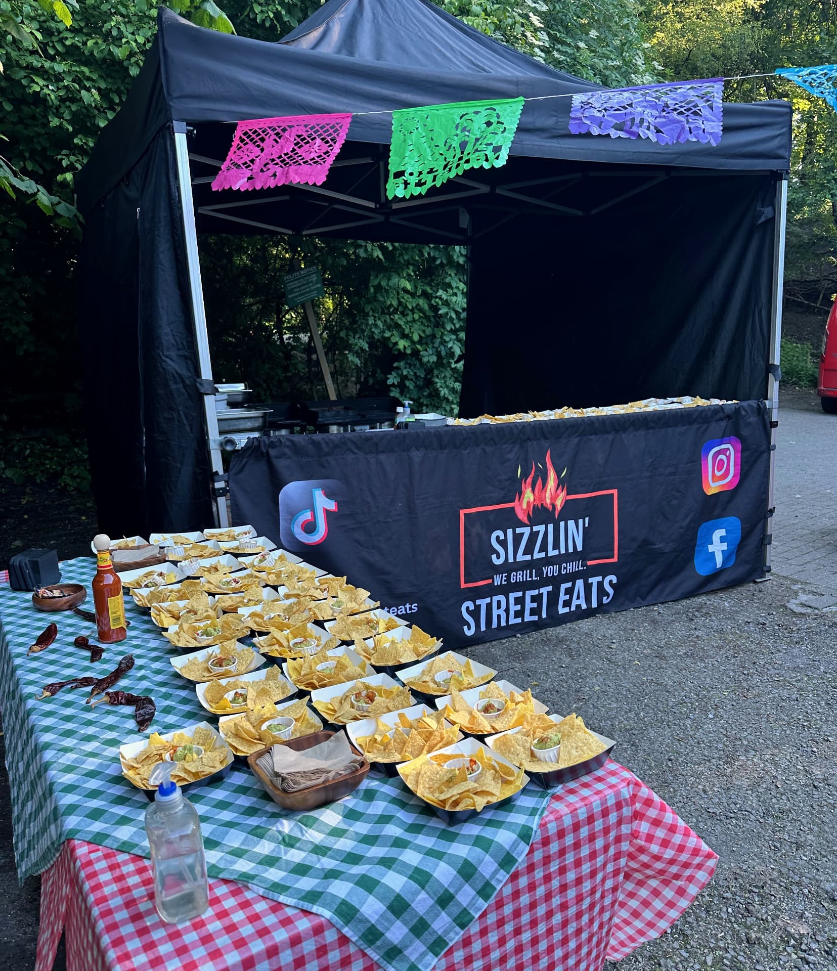 The Sizzlin' Street Eats gazebo ready for live event service.