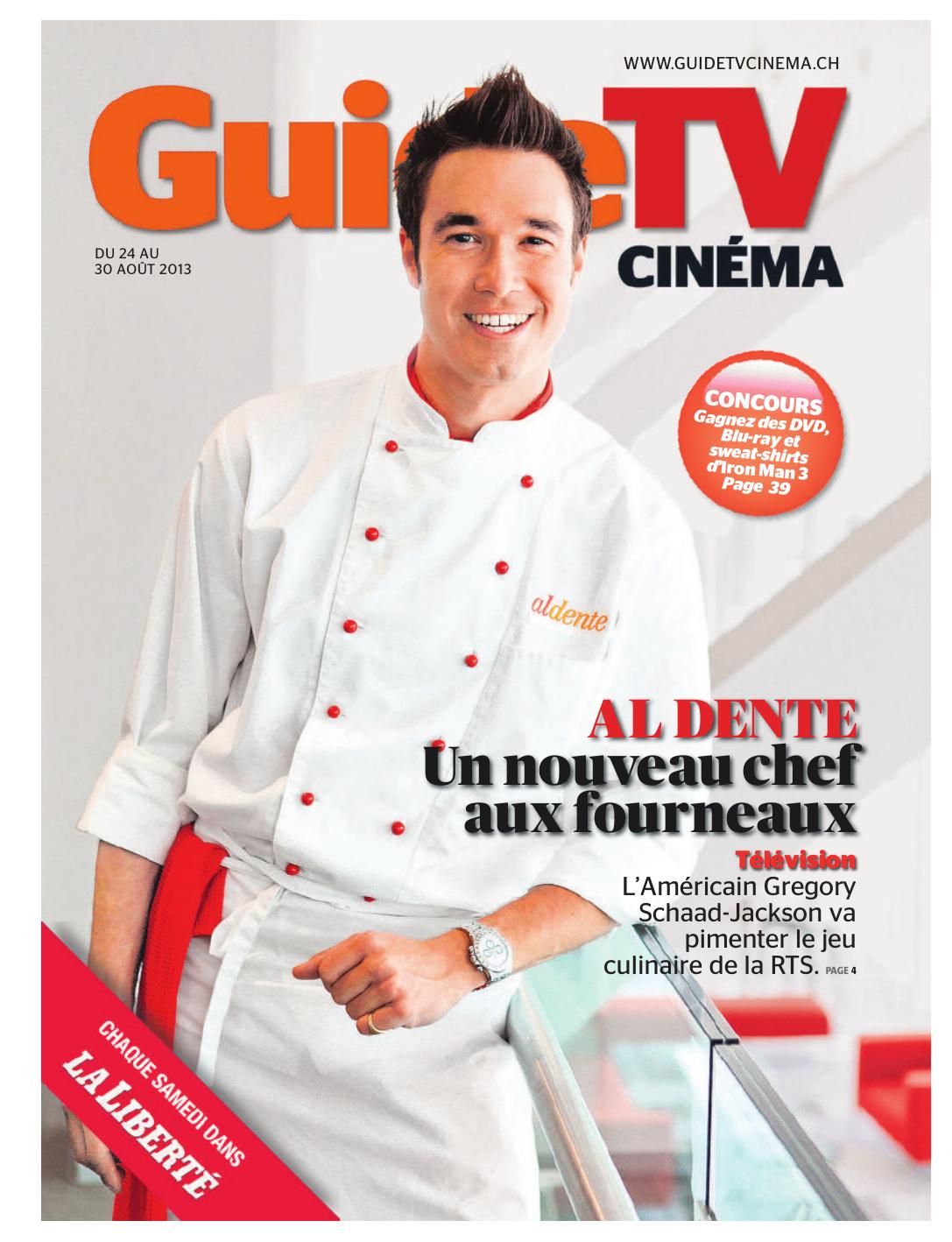 Cover of Guide TV Cinéma, August 2013, announcing a new chef on Al Dente.
