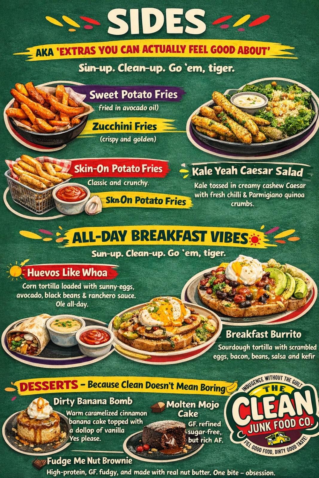 Clean Junk Food Co. menu page 2
