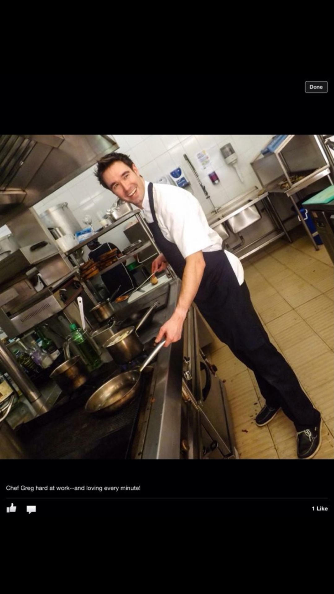 Gregory cooking in a hotel kitchen in Kenya.