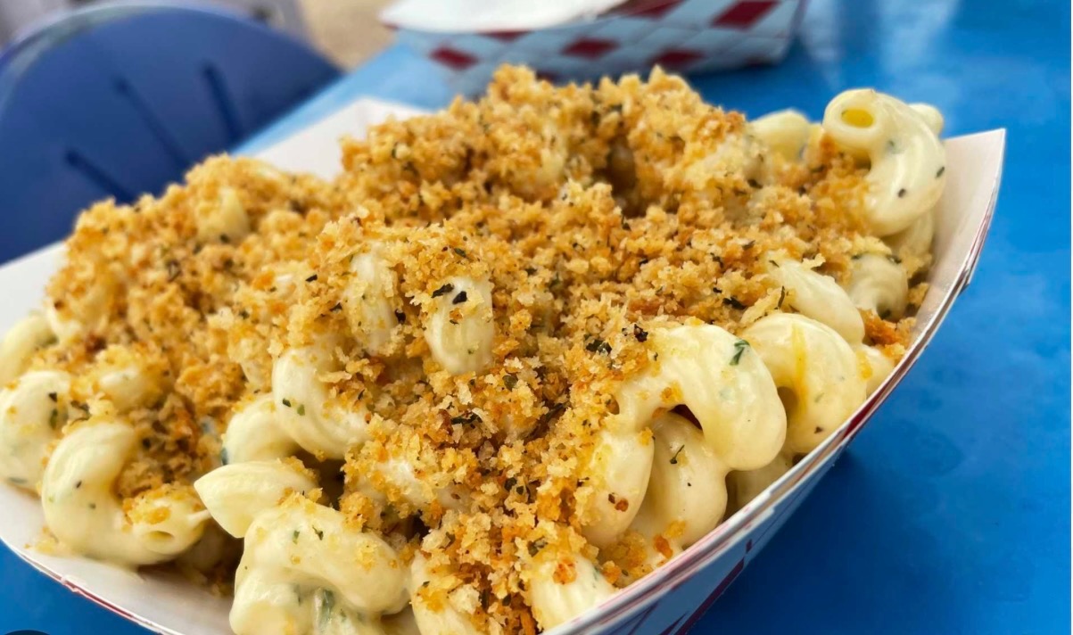 Creamy macaroni cheese finished with a crisp golden crumb.